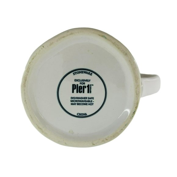 Pier 1 Imports Coffee Mug Joy White Black Stoneware 18oz Tea Espresso Oversized - Picture 6 of 6